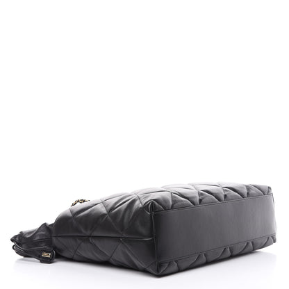 Chanel Lambskin Quilted Drawstring Shopping Bag Black 4 of 12