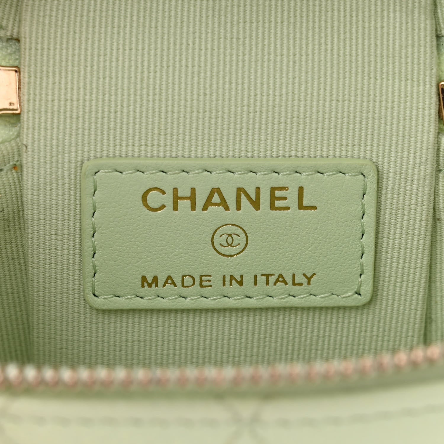 Chanel Caviar Quilted Small Handle With Care Vanity Case With Chain Light Green 6 of 11