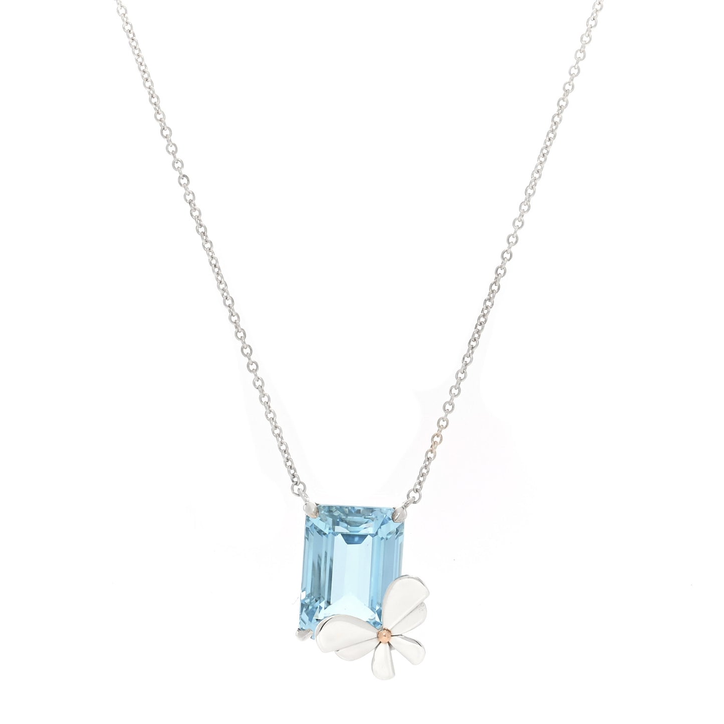 Sterling Silver 18K Rose Gold Blue Topaz Return to Tiffany Love Bugs Necklace