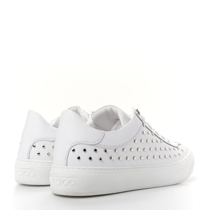 Jimmy Choo Calfskin Studded Mens Ace Sneakers 45 White Silver 4 of 10