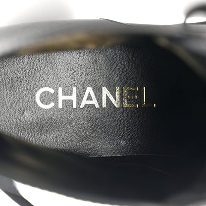 Chanel Calfskin Velvet CC Cap Toe Boots 38 Black 7 of 10