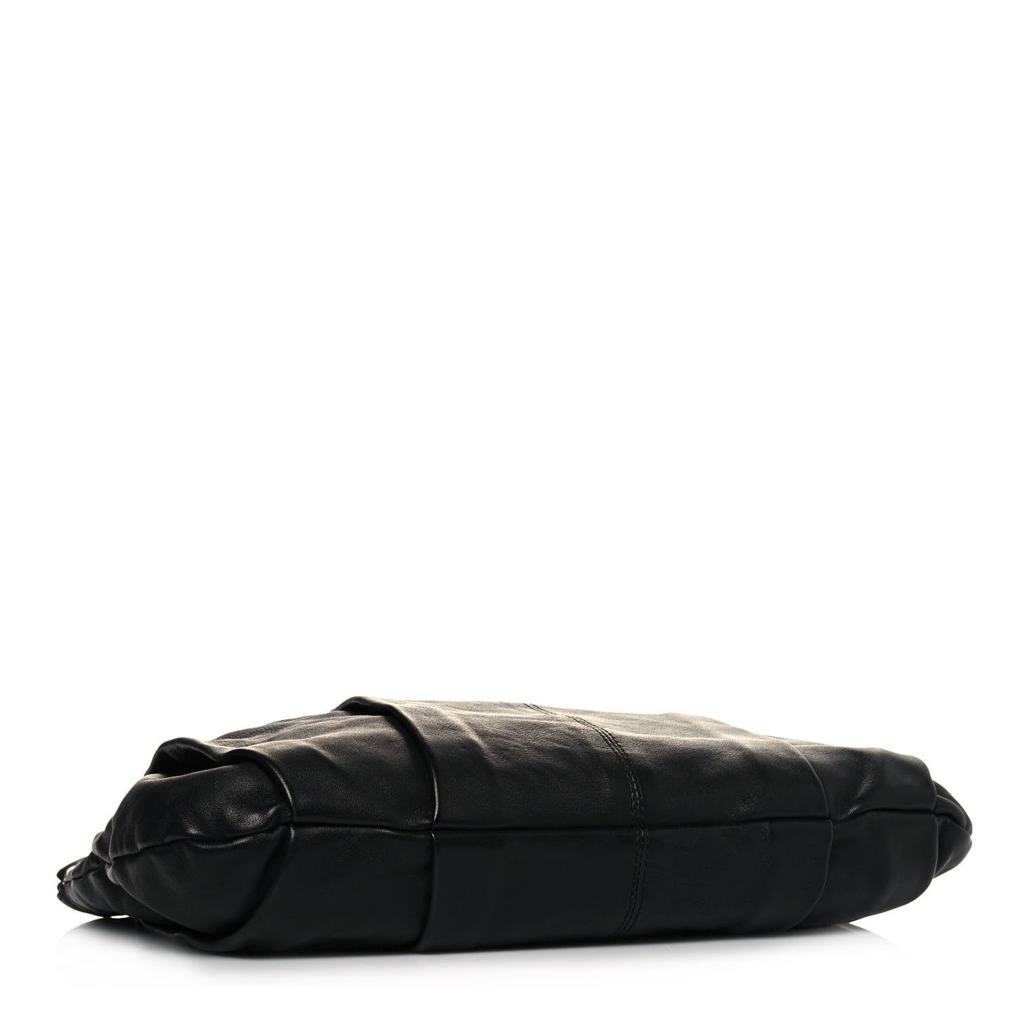 Calfskin Pleated Chain Hobo Black