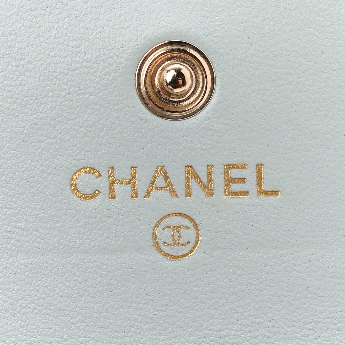 Lambskin Quilted Pearl CC Chanel Flap Card Holder Light Blue