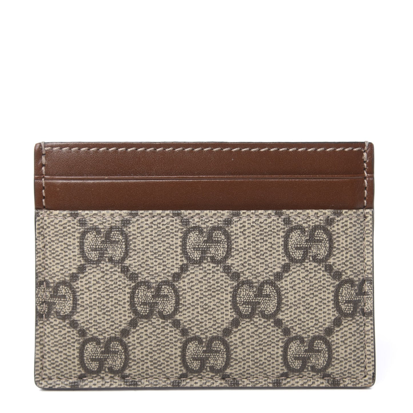 GG Supreme Monogram Calfskin Card Holder Beige Ebony Cuir