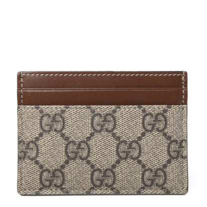 Gucci GG Supreme Monogram Calfskin Card Holder Beige Ebony Cuir 1 of 7