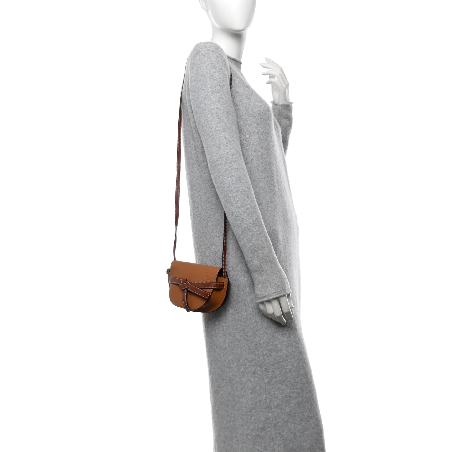 Grained Calfskin Mini Gate Crossbody Bag Caramel Pecan