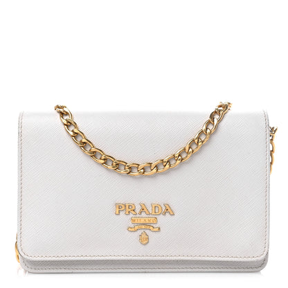 Prada Saffiano Lux Chain Wallet White 1 of 17