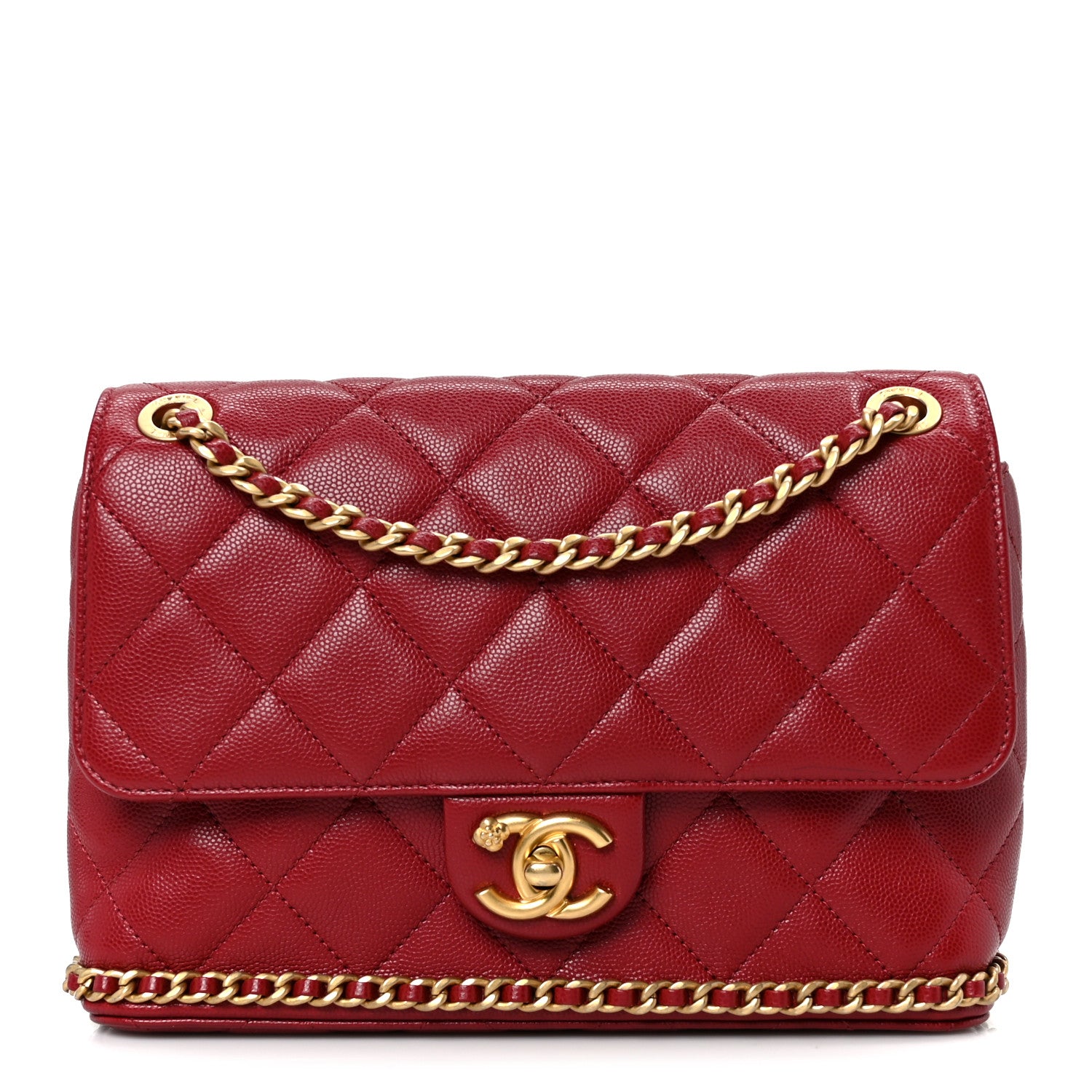 Chanel Caviar Quilted Camellia Chain Around Flap Red 1 of 10