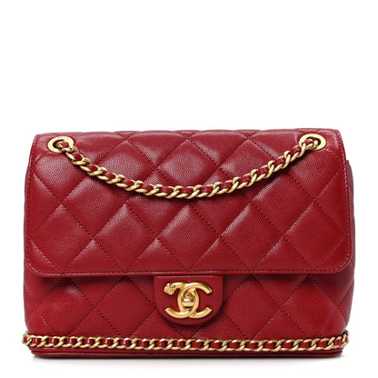 Chanel Caviar Quilted Camellia Chain Around Flap Red 1 of 10
