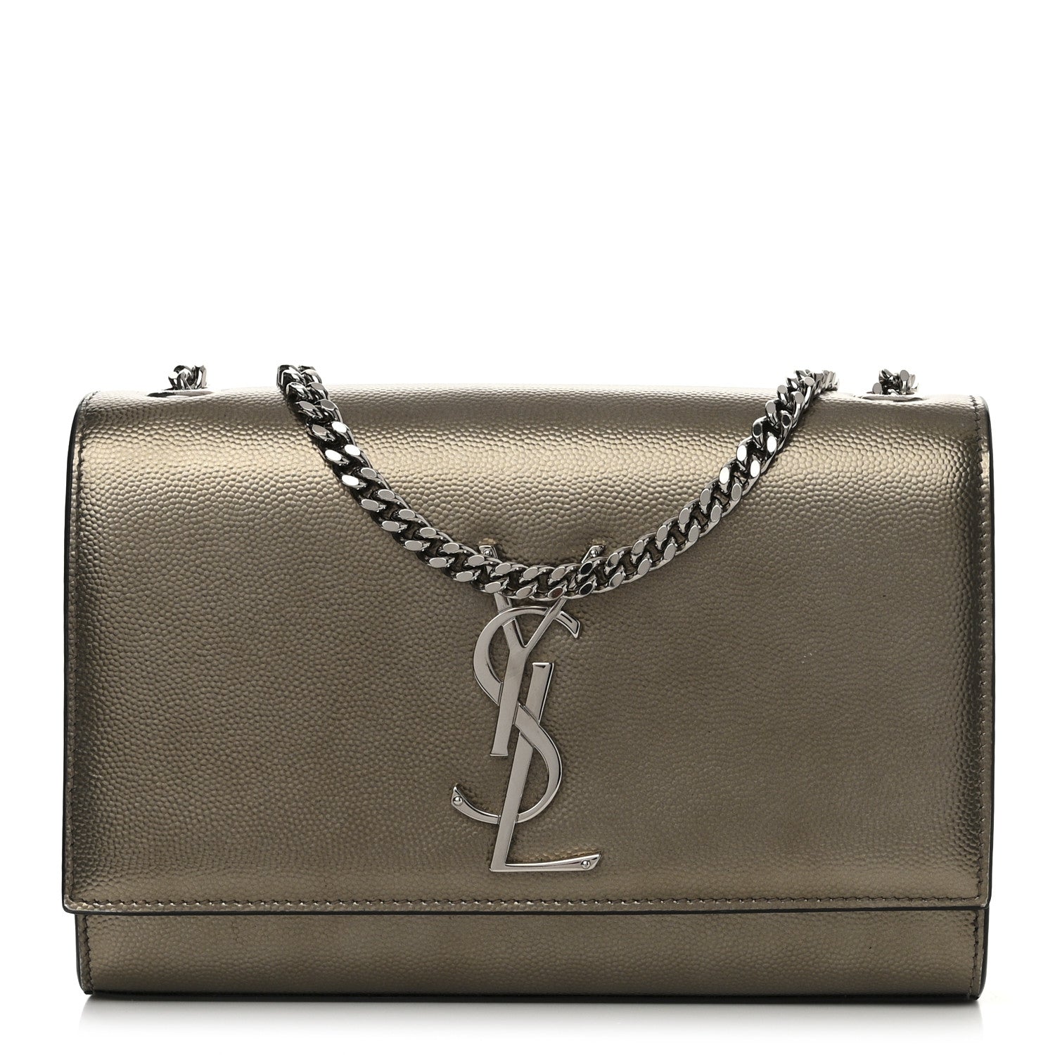 Saint Laurent Grain De Poudre Small Monogram Kate Satchel Gold 1 of 11