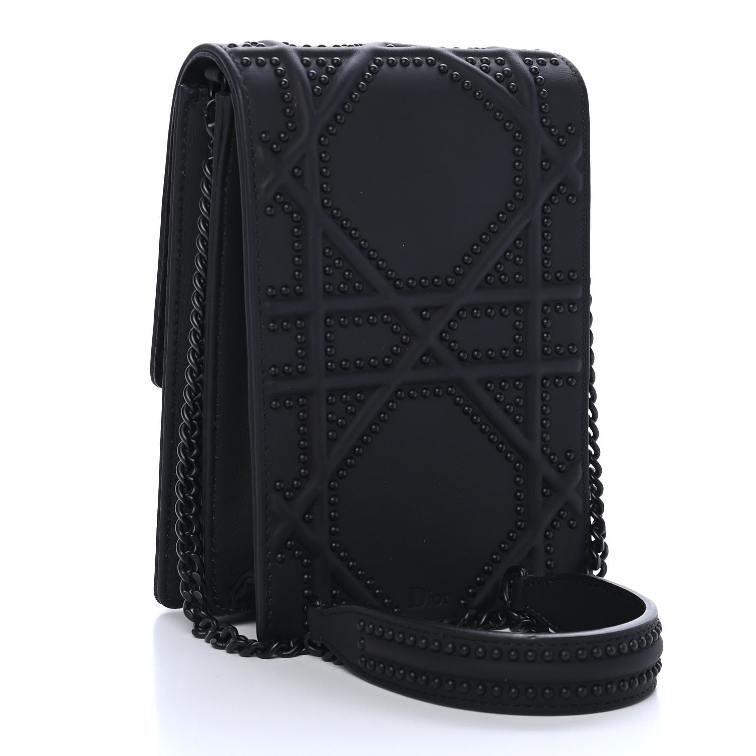 Christian Dior Ultra Matte Calfskin Studded Vertical Diorama Black 2 of 9