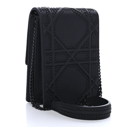 Christian Dior Ultra Matte Calfskin Studded Vertical Diorama Black 2 of 9