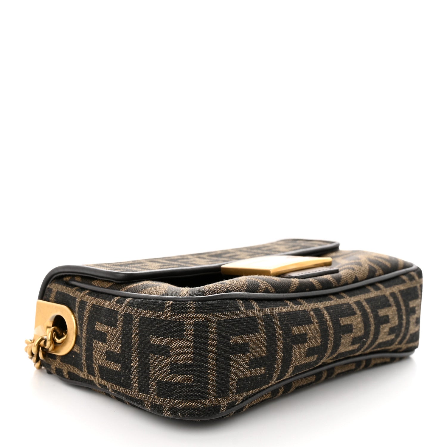 Fendi Fabric Jacquard FF 1974 Midi Chain Baguette Tobacco Moro 4 of 10