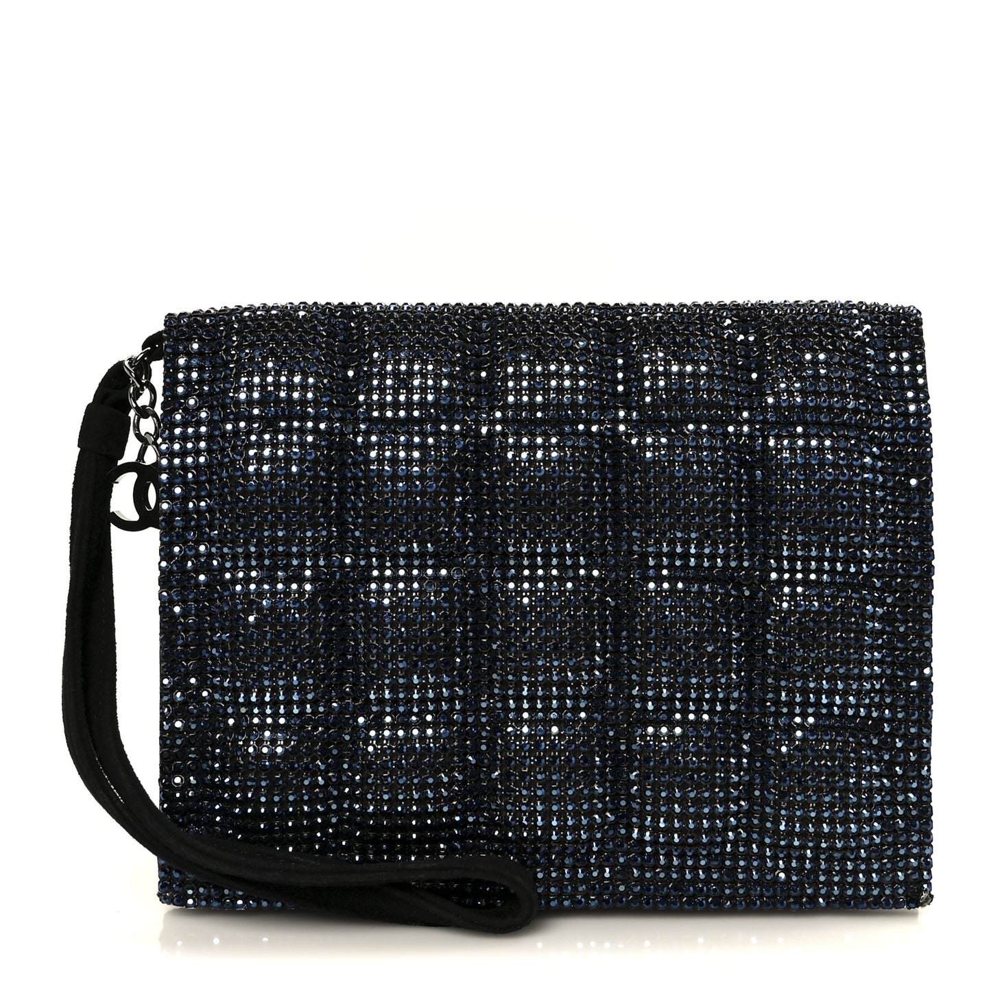 Suede Crystal Quilted Evening Clutch Black Blue