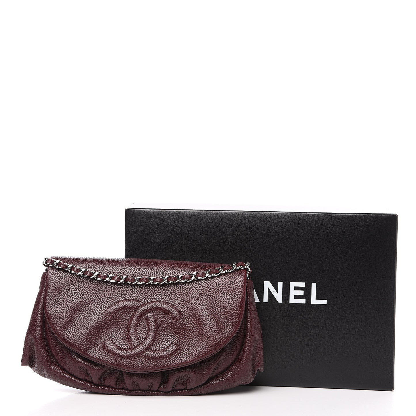 Caviar Half Moon Wallet On Chain WOC Bordeaux