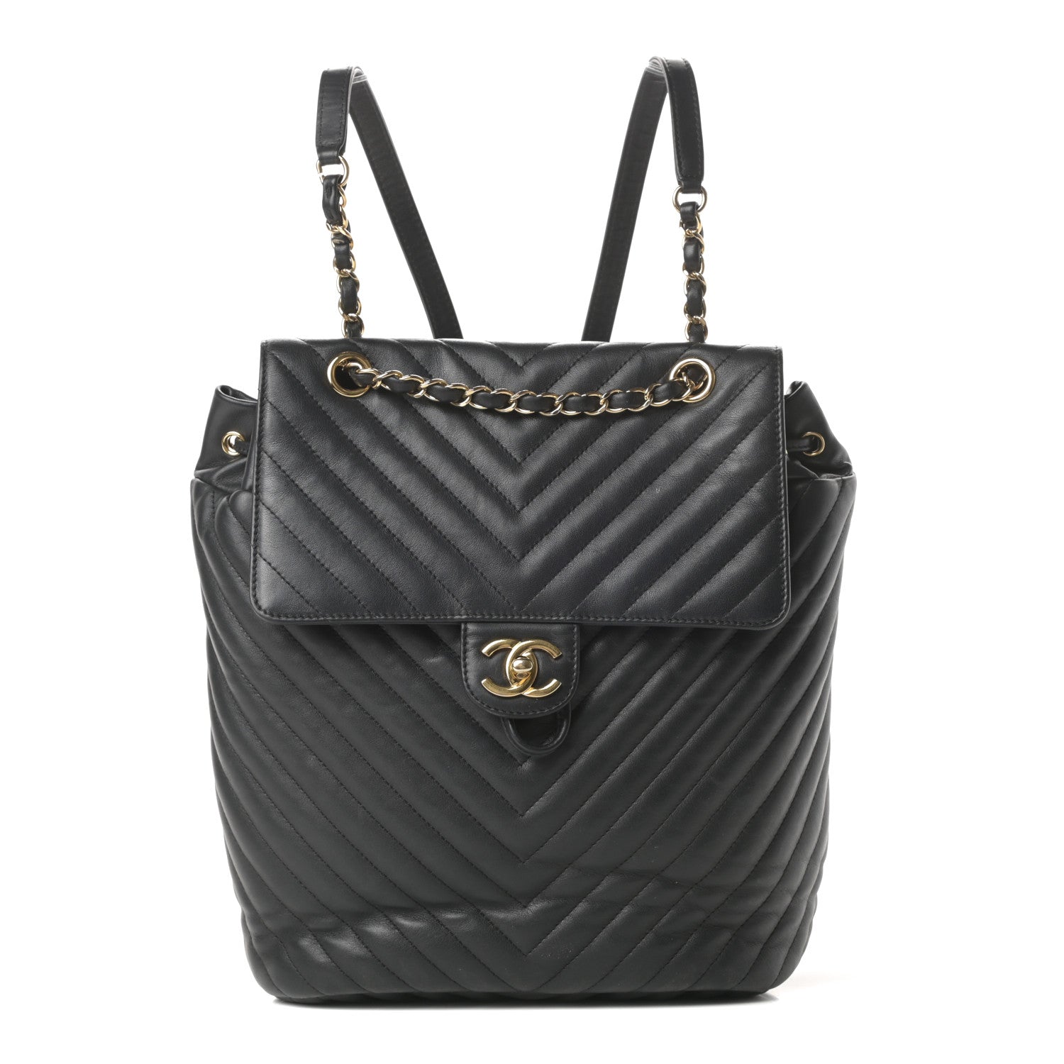 Chanel Calfskin Chevron Quilted Large Urban Spirit Backpack Black 1 of 14