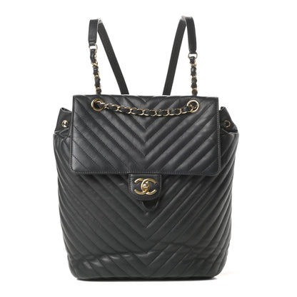 Chanel Calfskin Chevron Quilted Large Urban Spirit Backpack Black 1 of 14