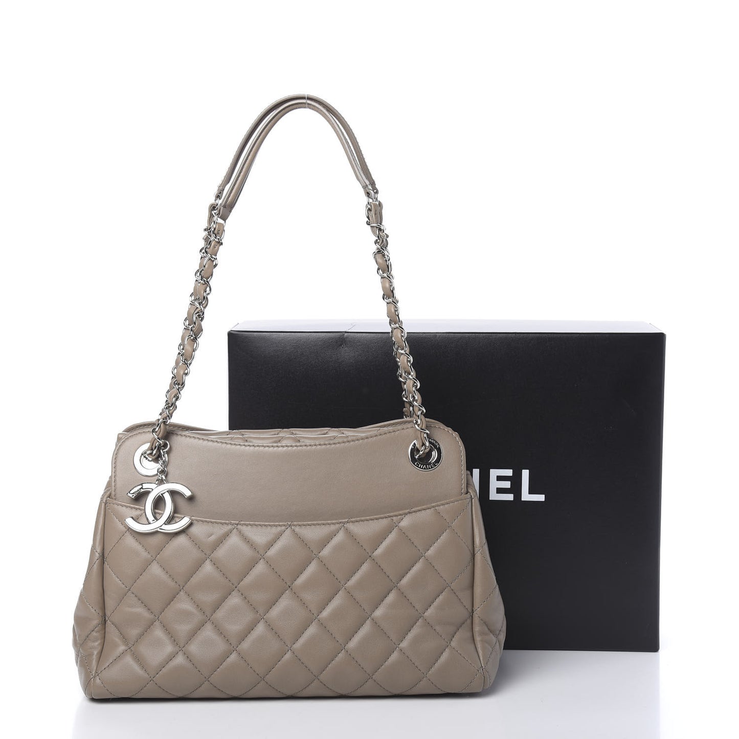 Lambskin Quilted Large 7 Tote Taupe