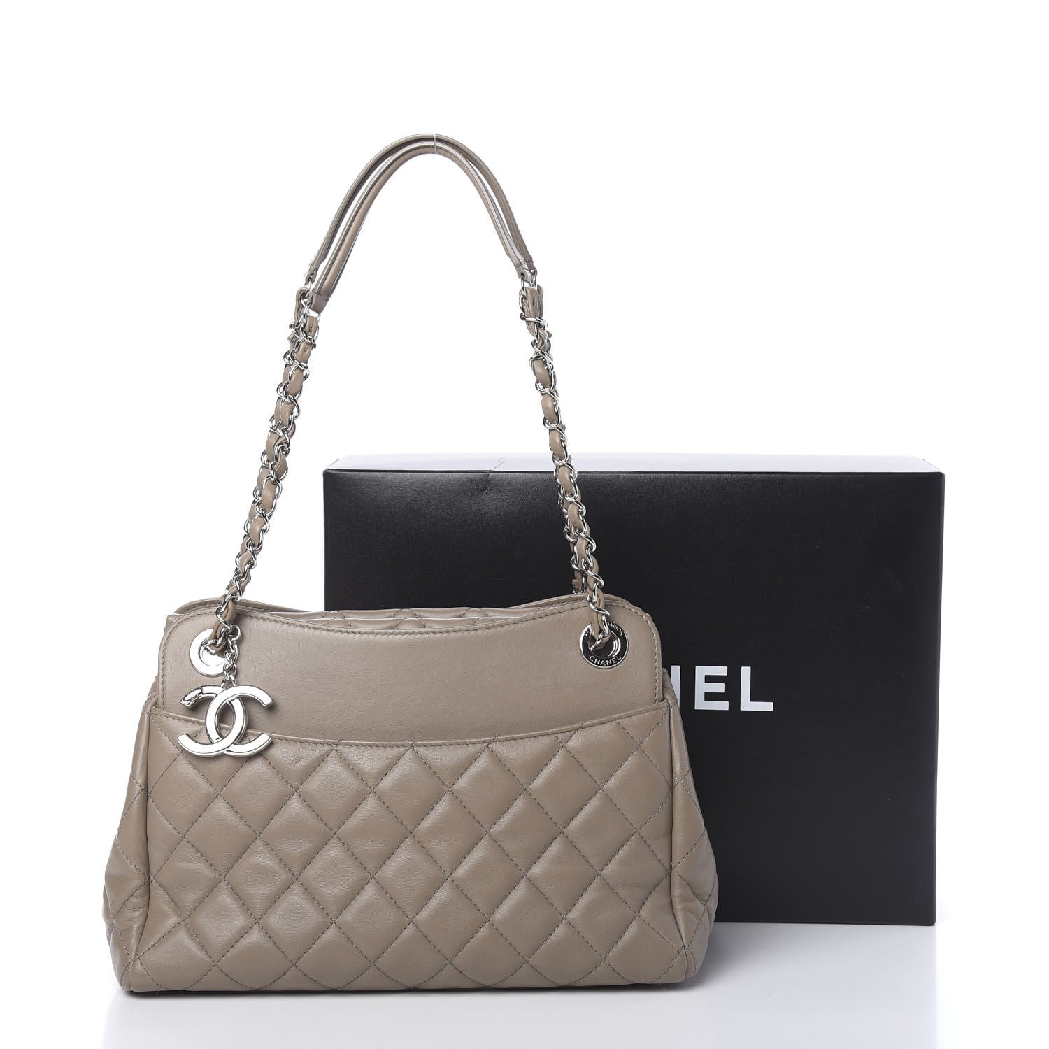 Chanel Lambskin Quilted Large 7 Tote Taupe 11 of 11