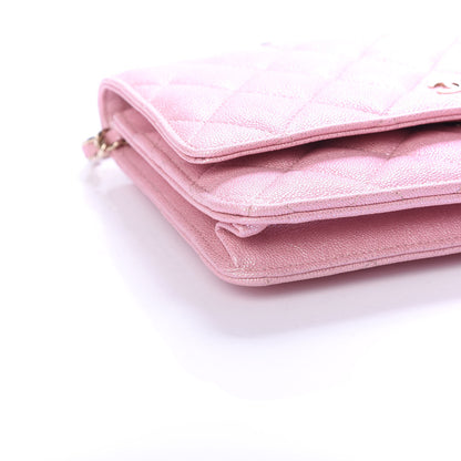 Chanel Iridescent Caviar Quilted Wallet on Chain WOC Rose Pink 9 of 12