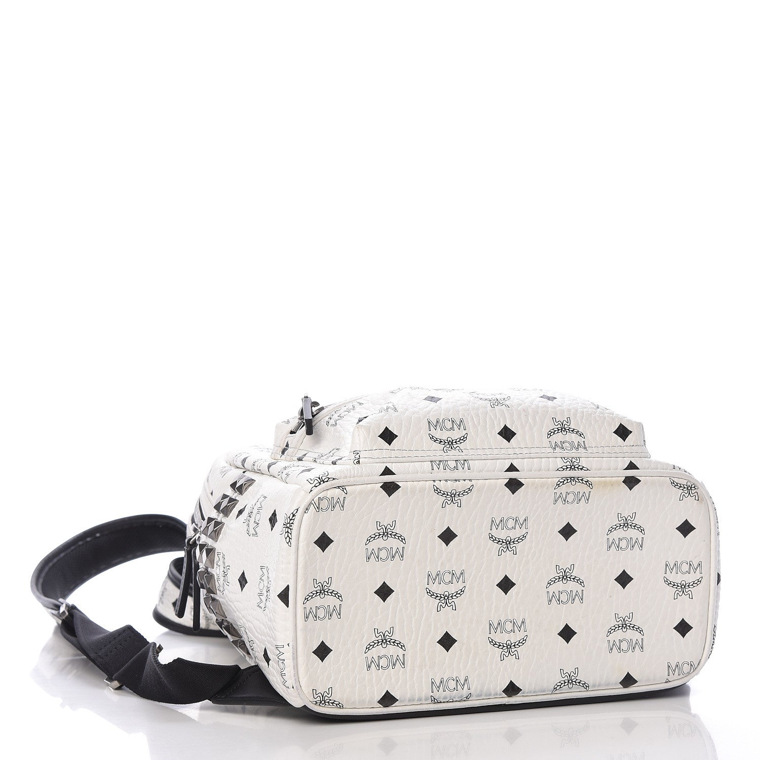 MCM Visetos Small Side Stud Stark Backpack White 4 of 14