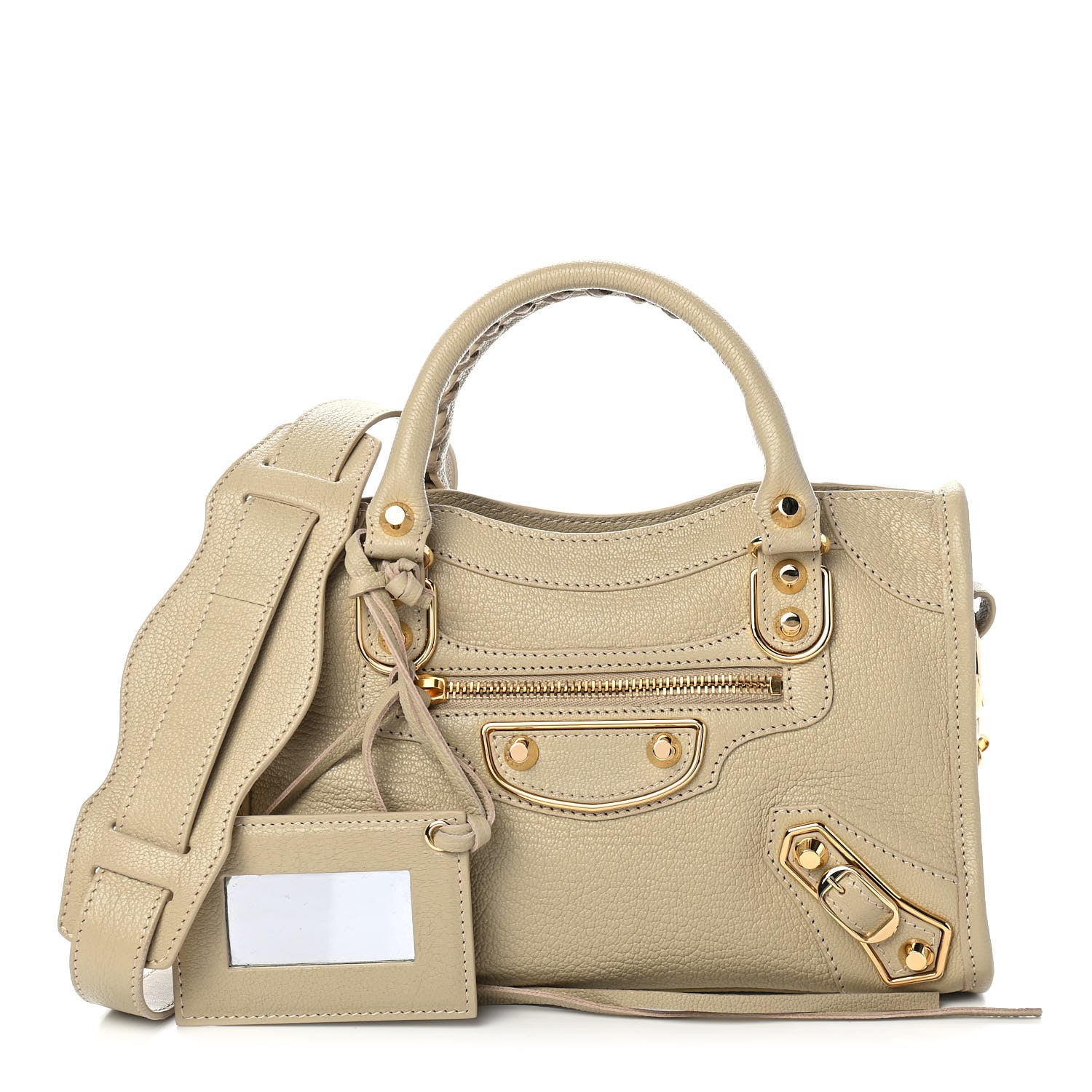 Balenciaga Chevre Gold Metallic Edge Hardware Mini City Beige Oryx 1 of 4