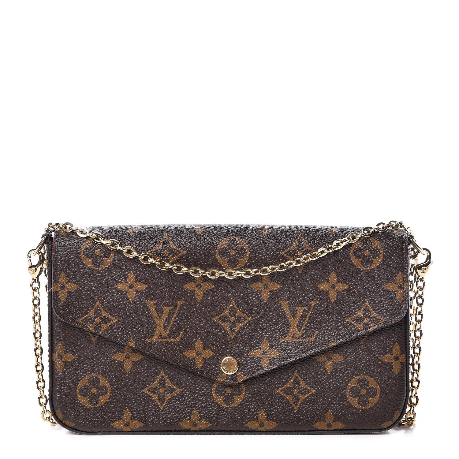 Louis Vuitton Monogram Pochette Felicie Chain Wallet Fuchsia 1 of 12