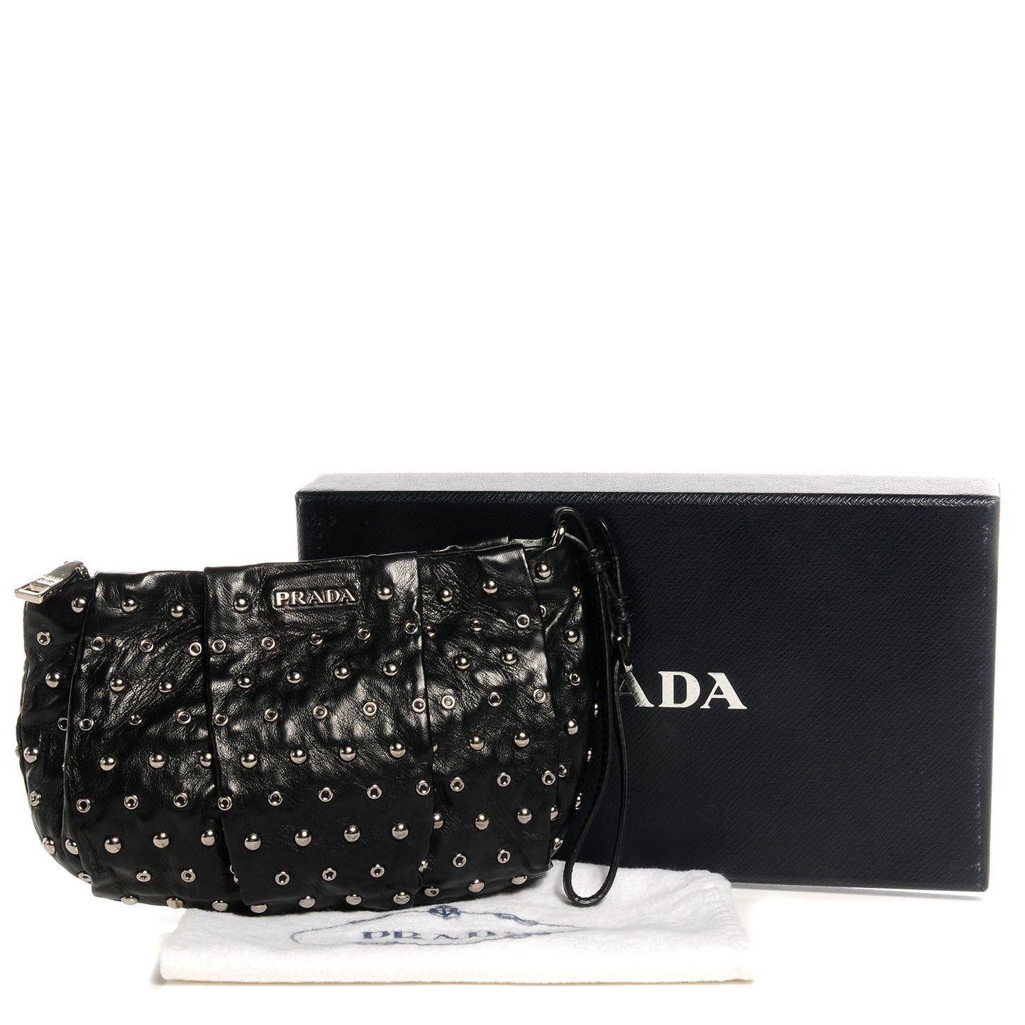 Nappa Grommets Clutch Wristlet Nero Black