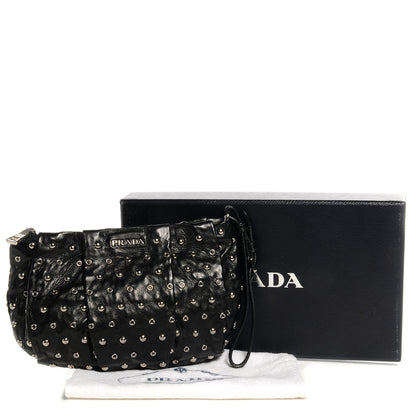 Prada Nappa Grommets Clutch Wristlet Nero Black 5 of 11