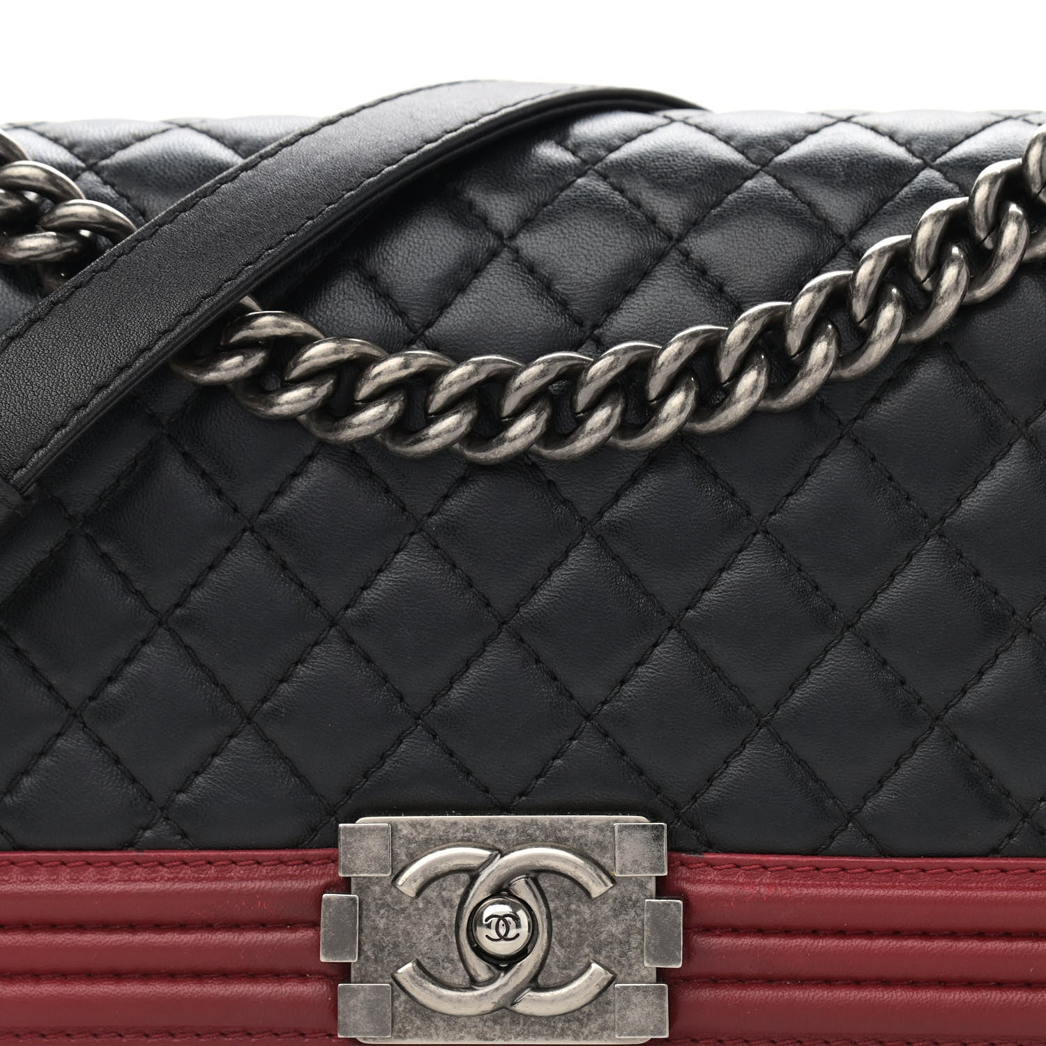 Chanel Lambskin Quilted Medium Boy Flap Black Red 8 of 12