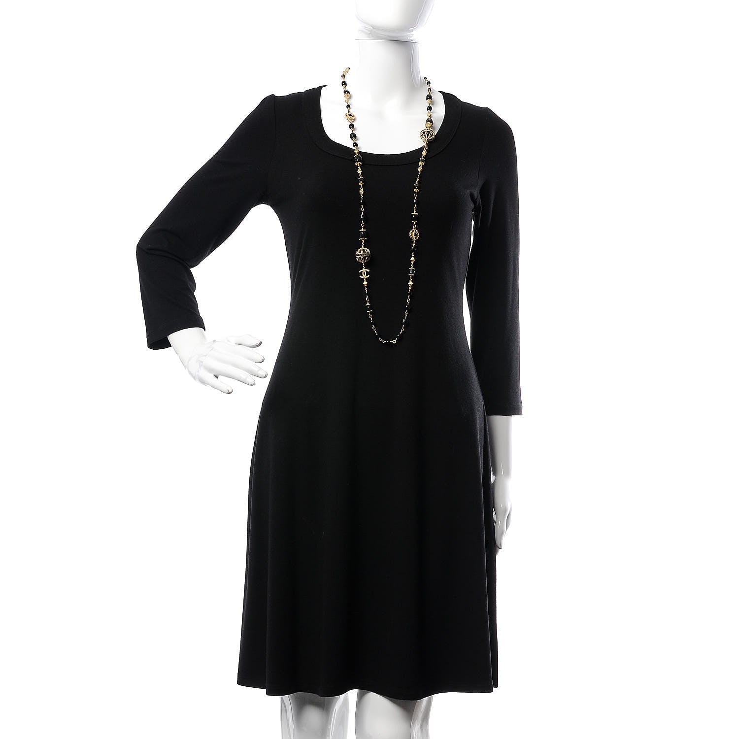 Chanel Enamel Bead CC Long Necklace Black Gold 2 of 5
