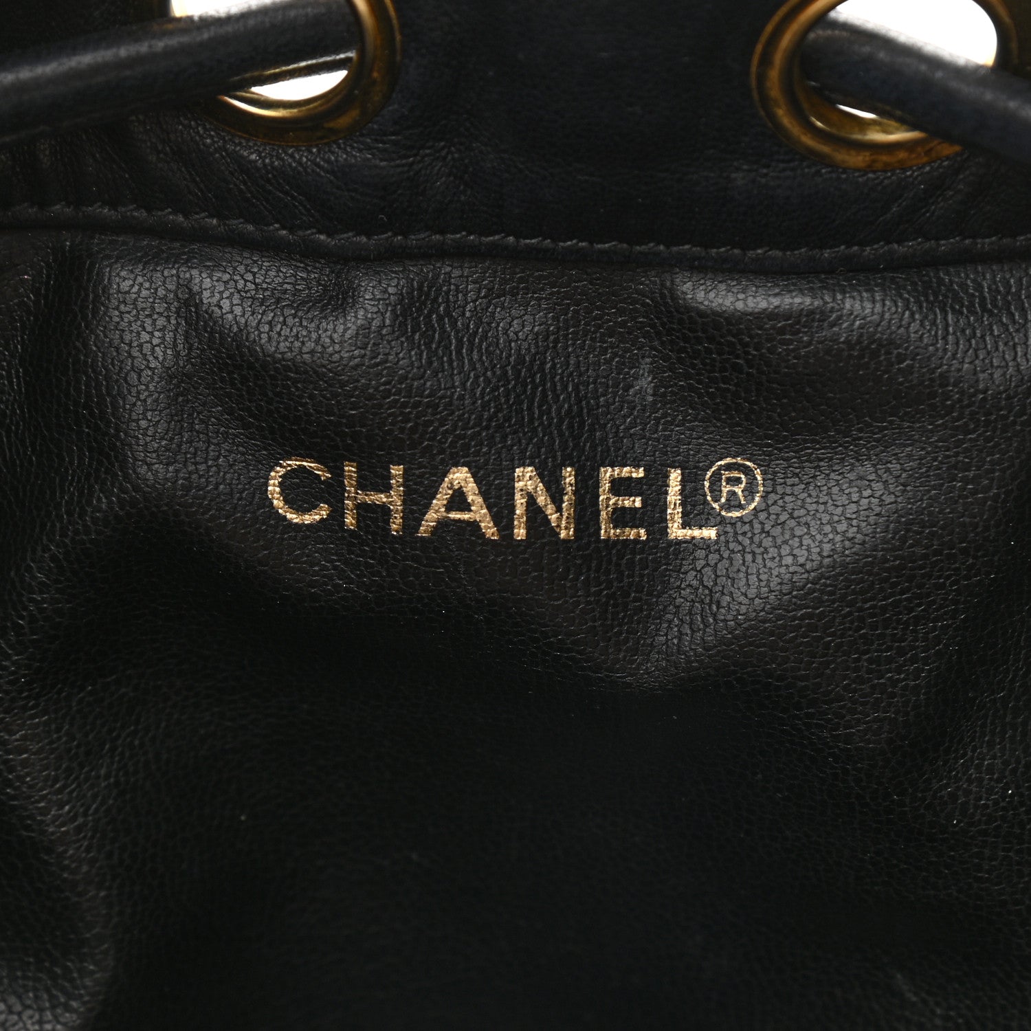 Chanel Lambskin CC Stitched Drawstring Bucket Bag Black 7 of 13