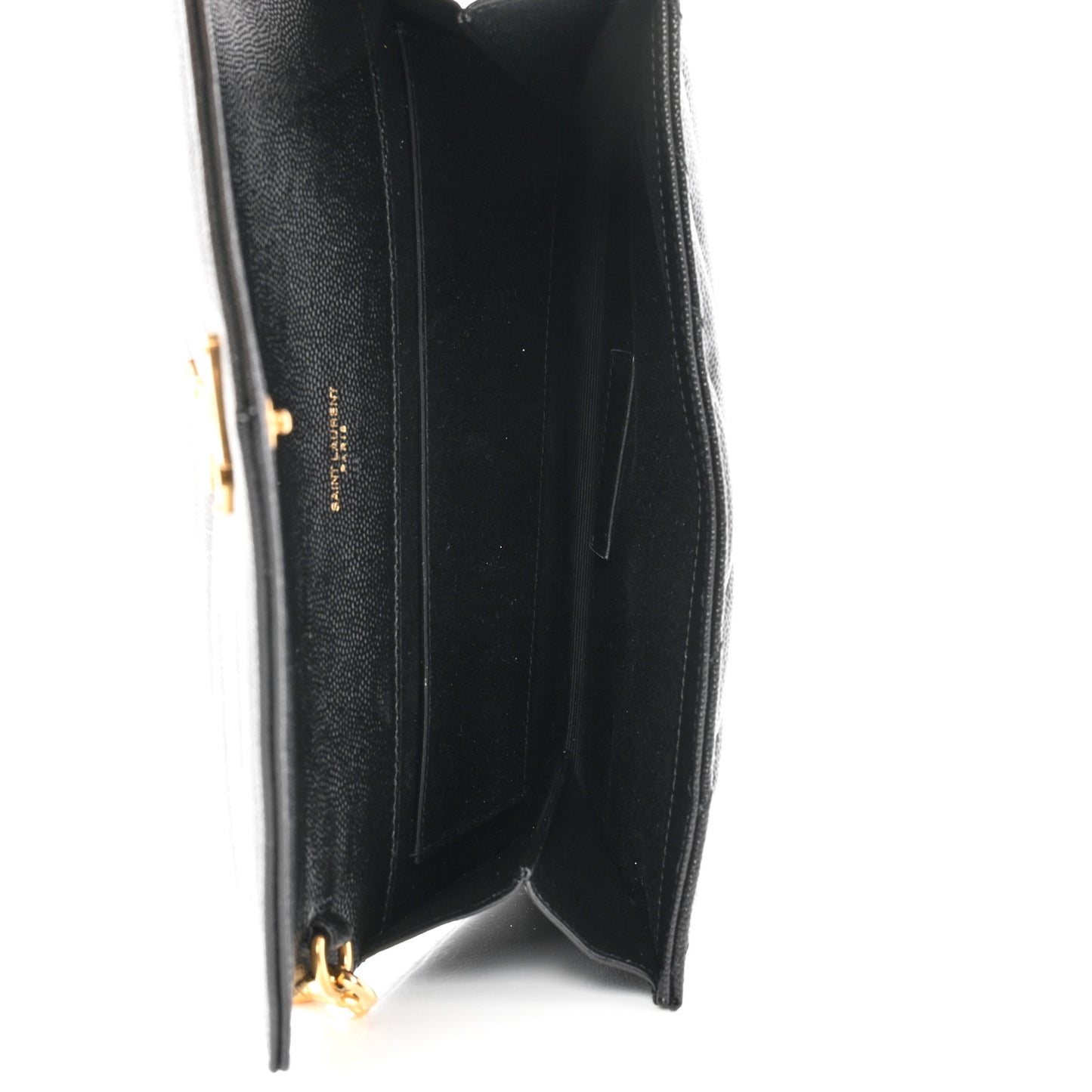 Grain De Poudre Matelasse Chevron Monogram Envelope Clutch Black