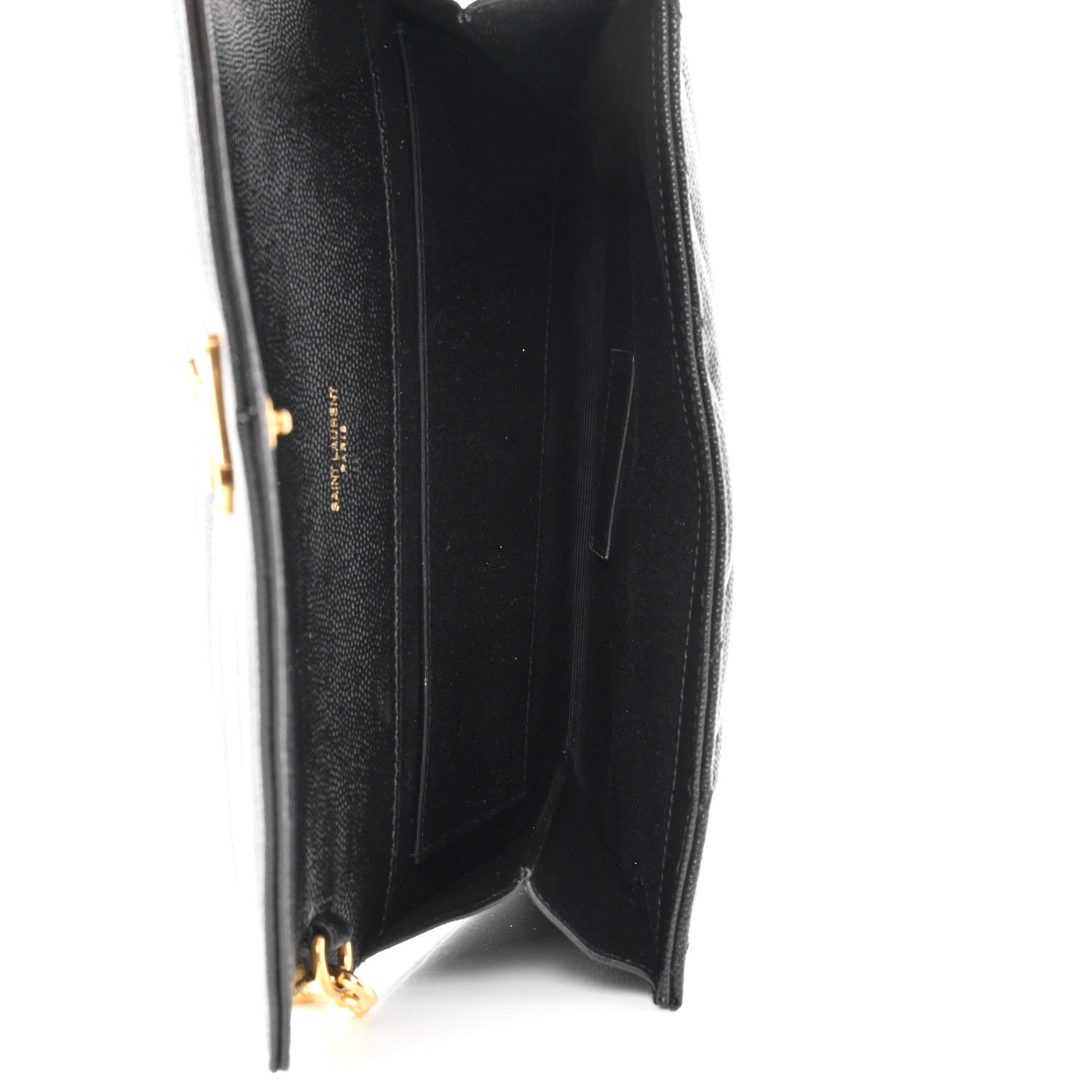 Saint Laurent Grain De Poudre Matelasse Chevron Monogram Envelope Clutch Black 5 of 10