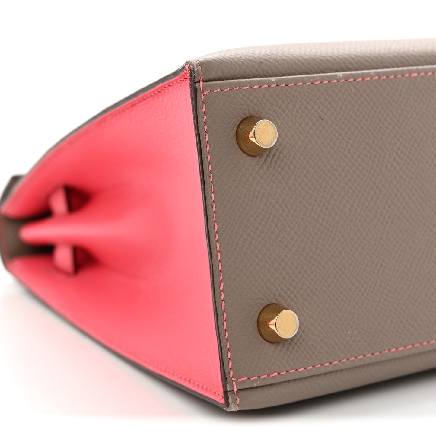 Epsom Bi-Color Horseshoe Kelly Sellier 25 Etoupe Rose Azalee