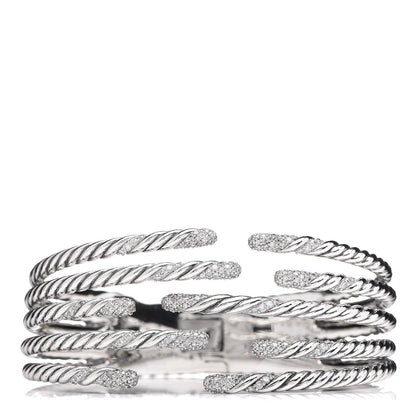 David Yurman Sterling Silver Diamond 5-Row Open Willow Bracelet 1 of 4