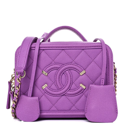 Chanel Caviar Quilted Small CC Filigree Vanity Case Purple 1 of 10