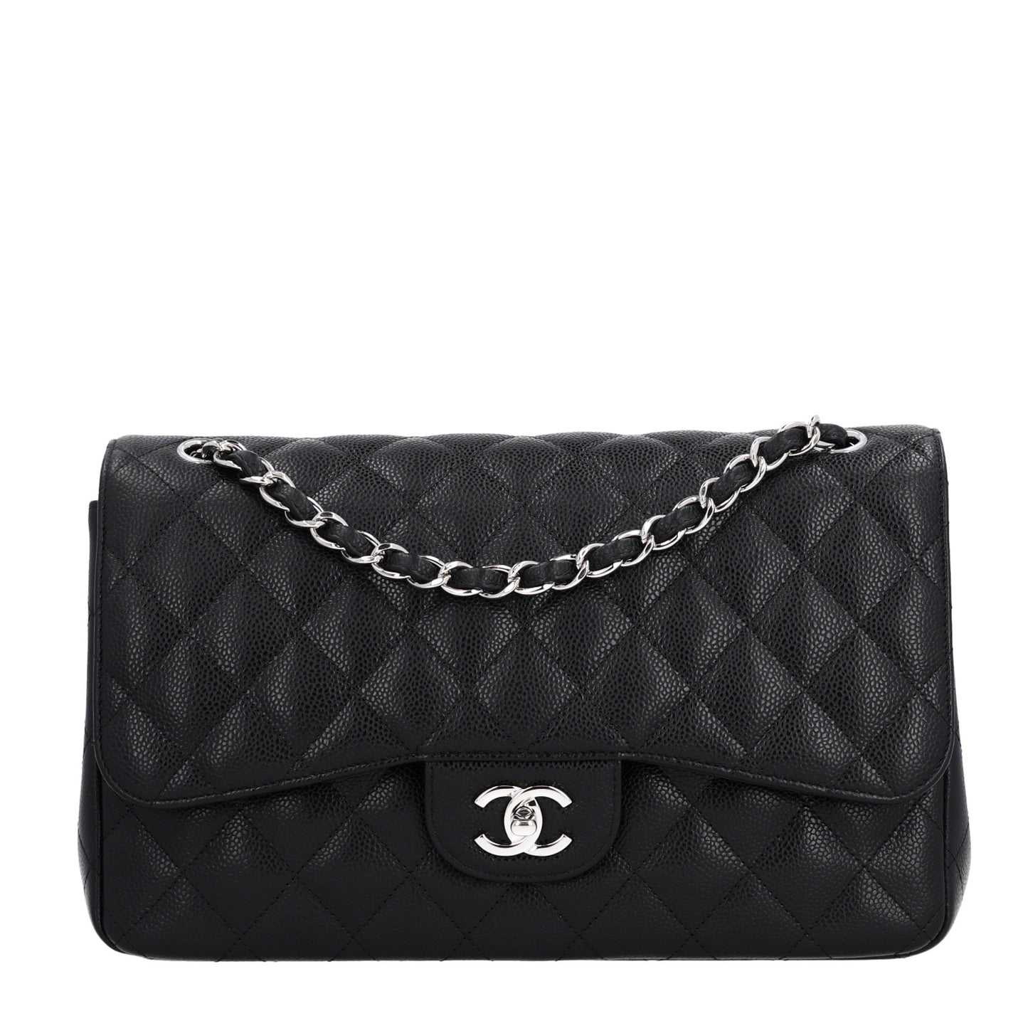Caviar Quilted Jumbo Double Flap Black