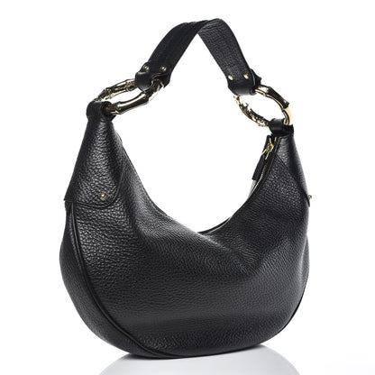 Gucci Calfskin Half Moon Bamboo Ring Hobo Black 3 of 11