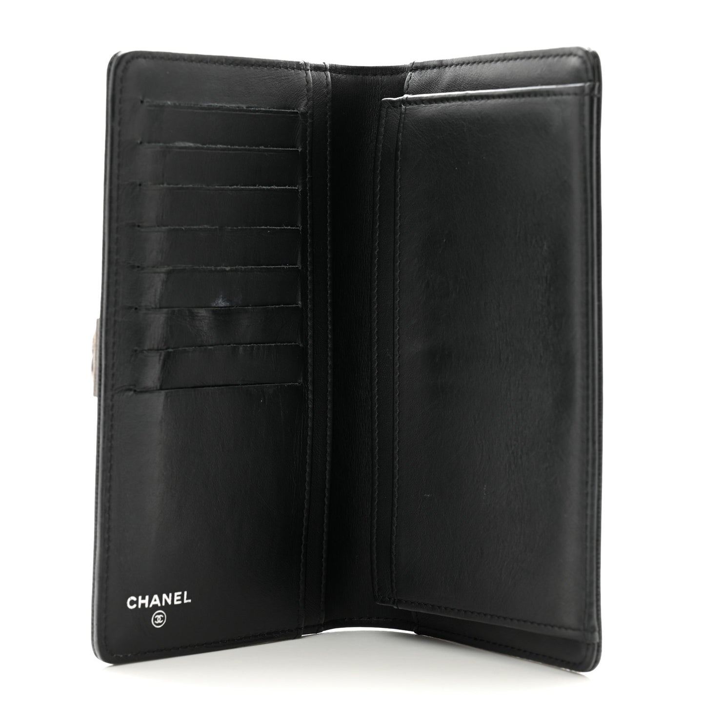 Caviar Chevron Quilted Boy Yen Wallet Black