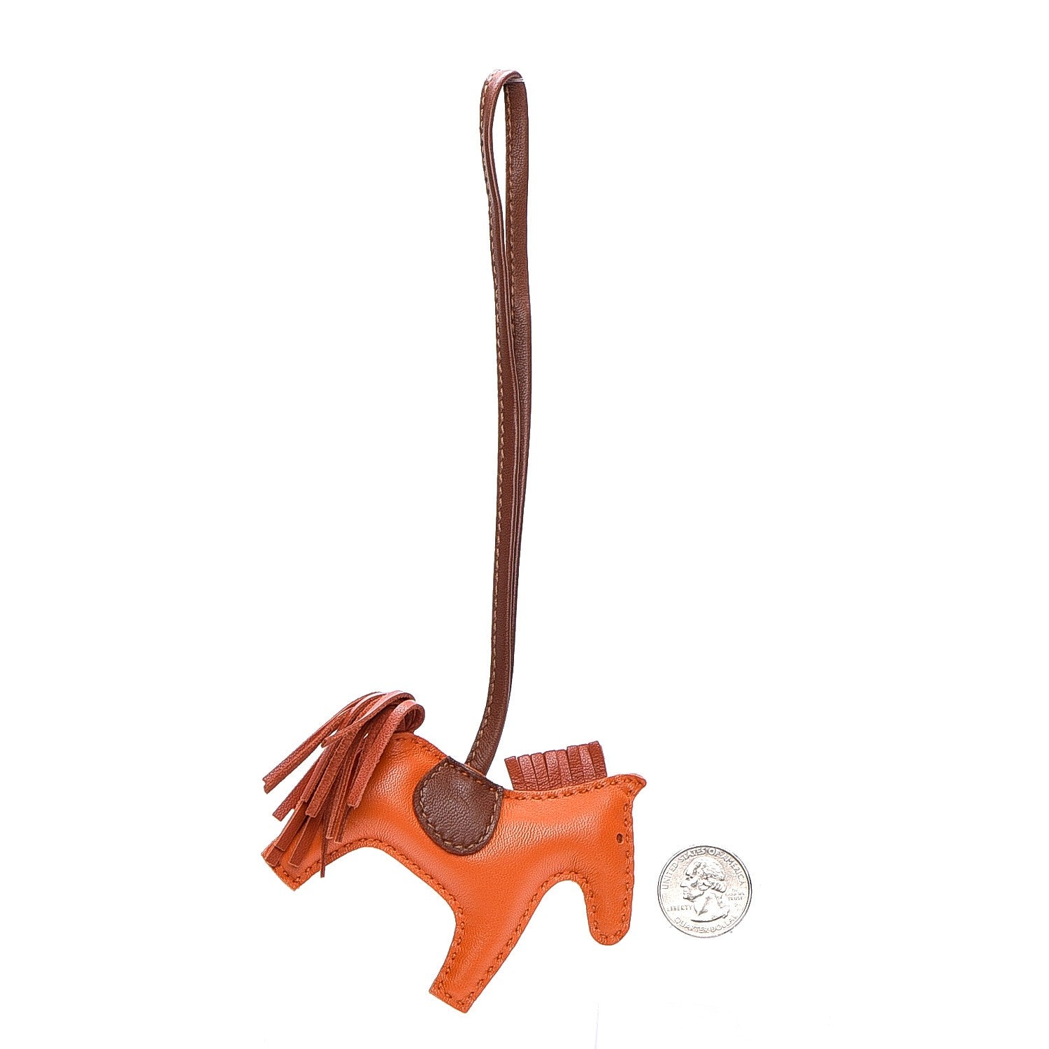 Hermes Milo Lambskin Grigri Rodeo Horse Bag Charm PM Feu Cornaline Fauve 2 of 4