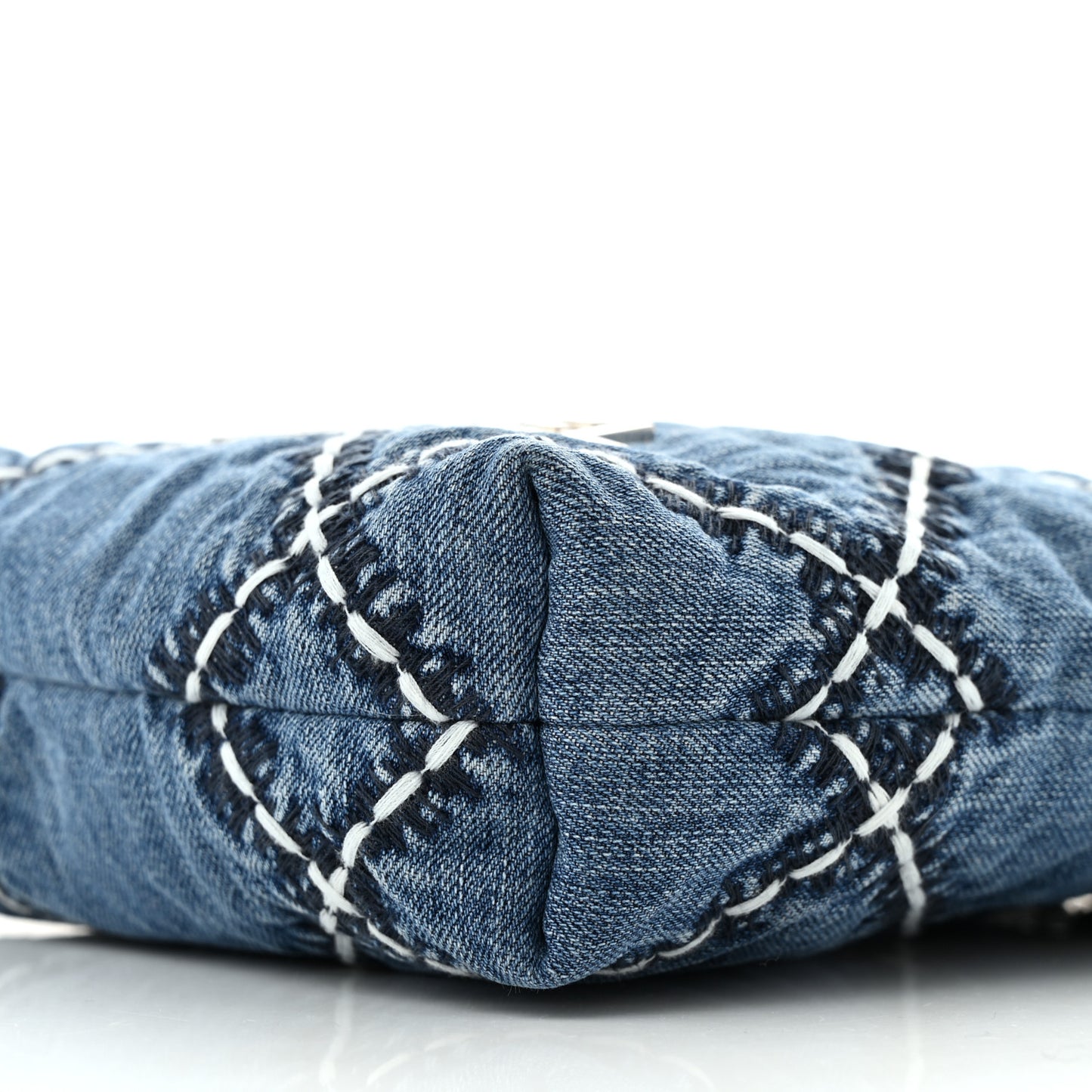 Denim Stitched Quilted Mini Chanel 22 Blue