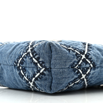 Chanel Denim Stitched Quilted Mini Chanel 22 Blue 11 of 12