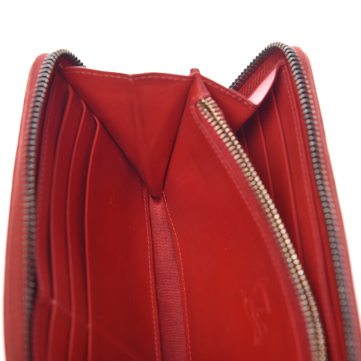 Christian Louboutin Calfskin Panettone Spiked Zip Around Wallet Rouge De Mars 15 of 18