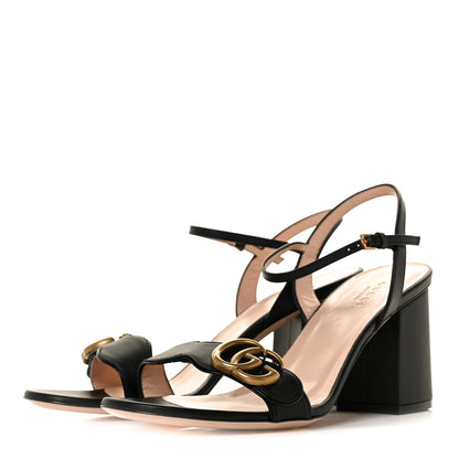 Gucci Lifford Calfskin GG Marmont Ankle Wrap 75mm Sandals 38.5 Black 3 of 8