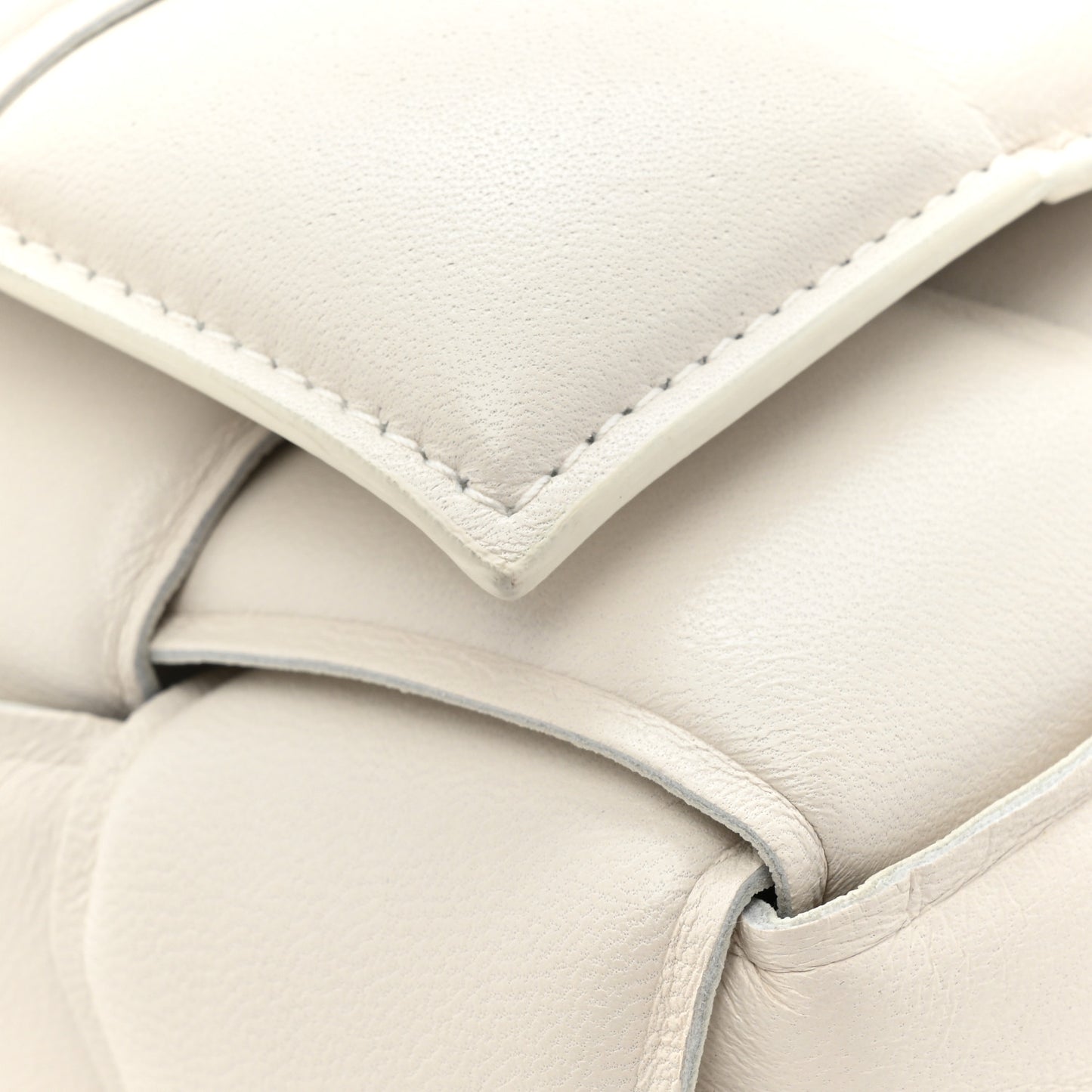 Lambskin Maxi Intreccio Padded Chain Cassette Crossbody Bag White