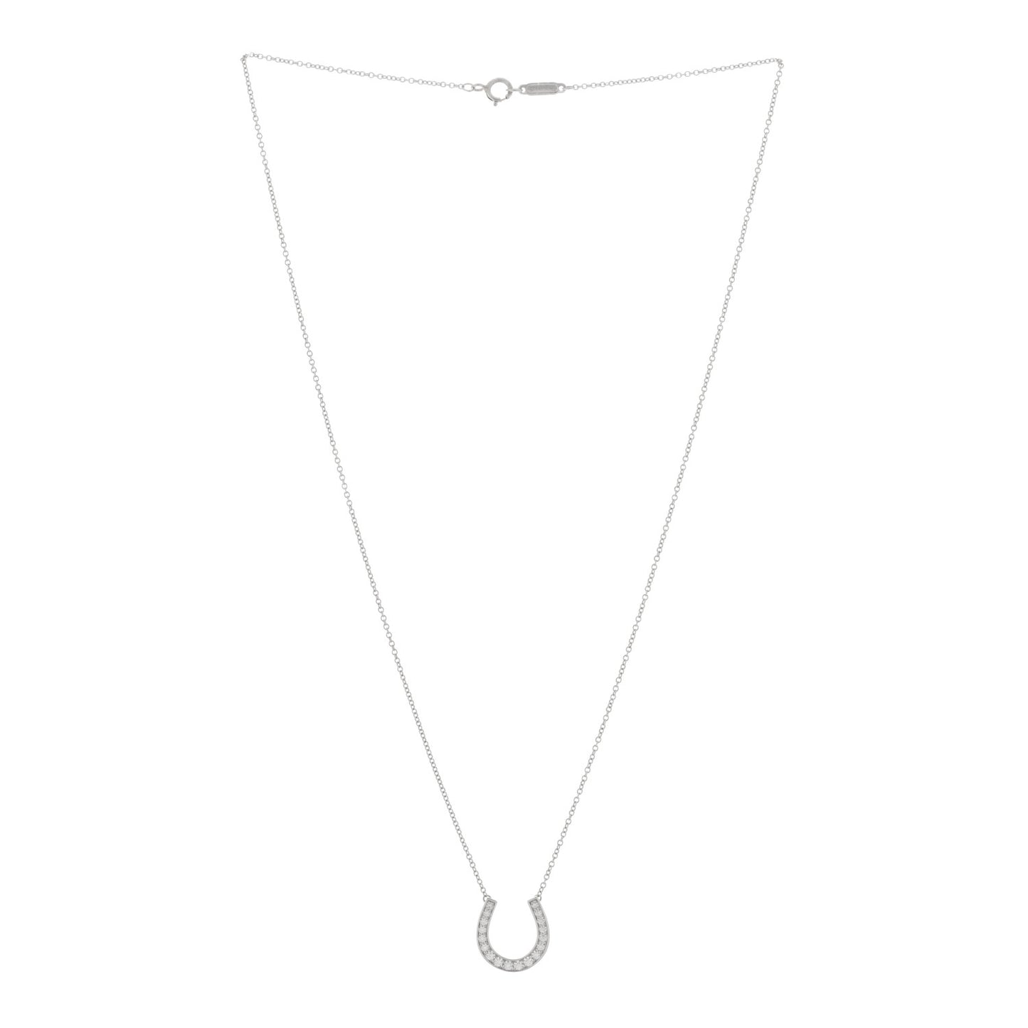 Platinum Diamond Horseshoe Pendant Necklace
