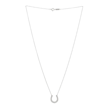 Tiffany Platinum Diamond Horseshoe Pendant Necklace 2 of 4