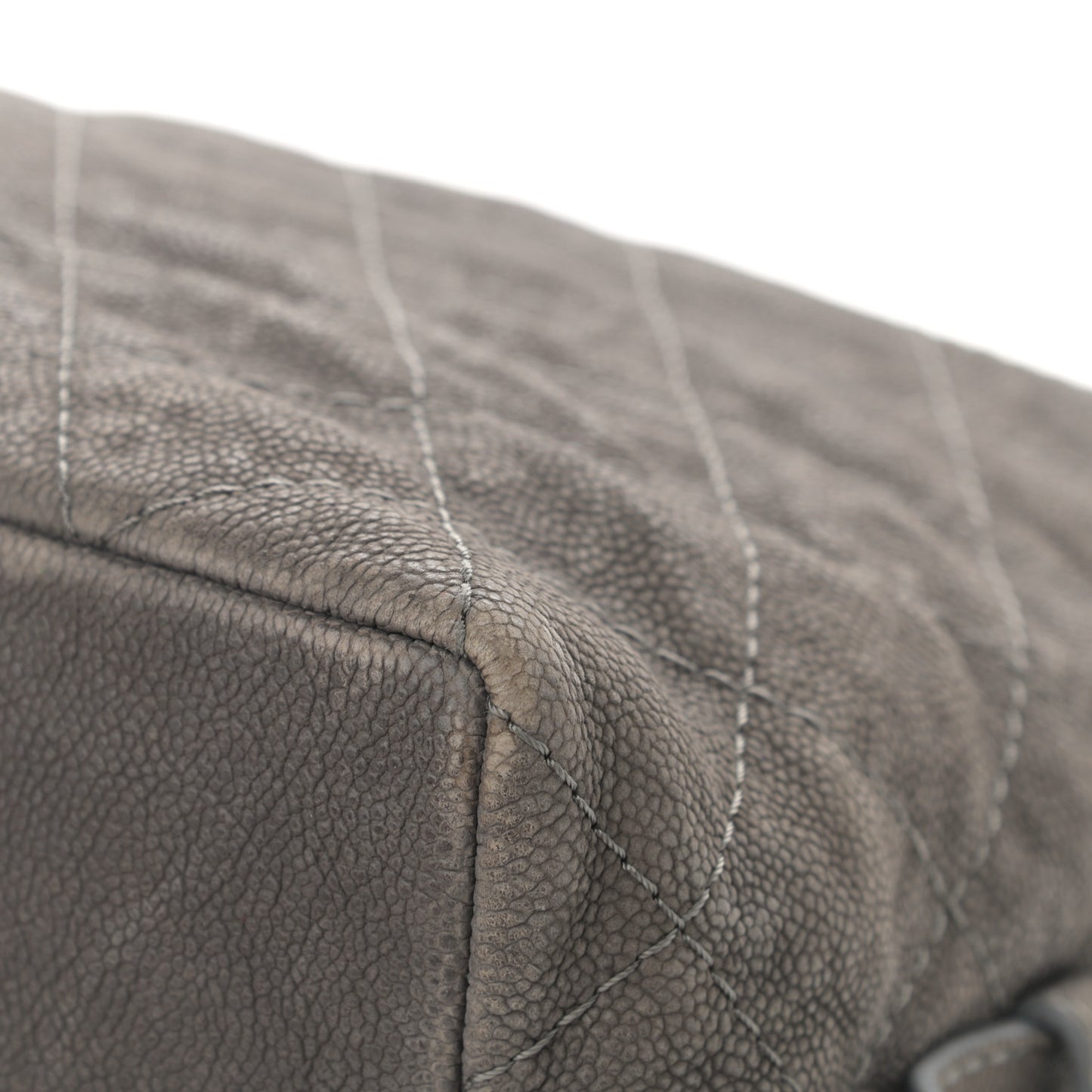 Iridescent Caviar Quilted Boy Handle Hobo Dark Grey