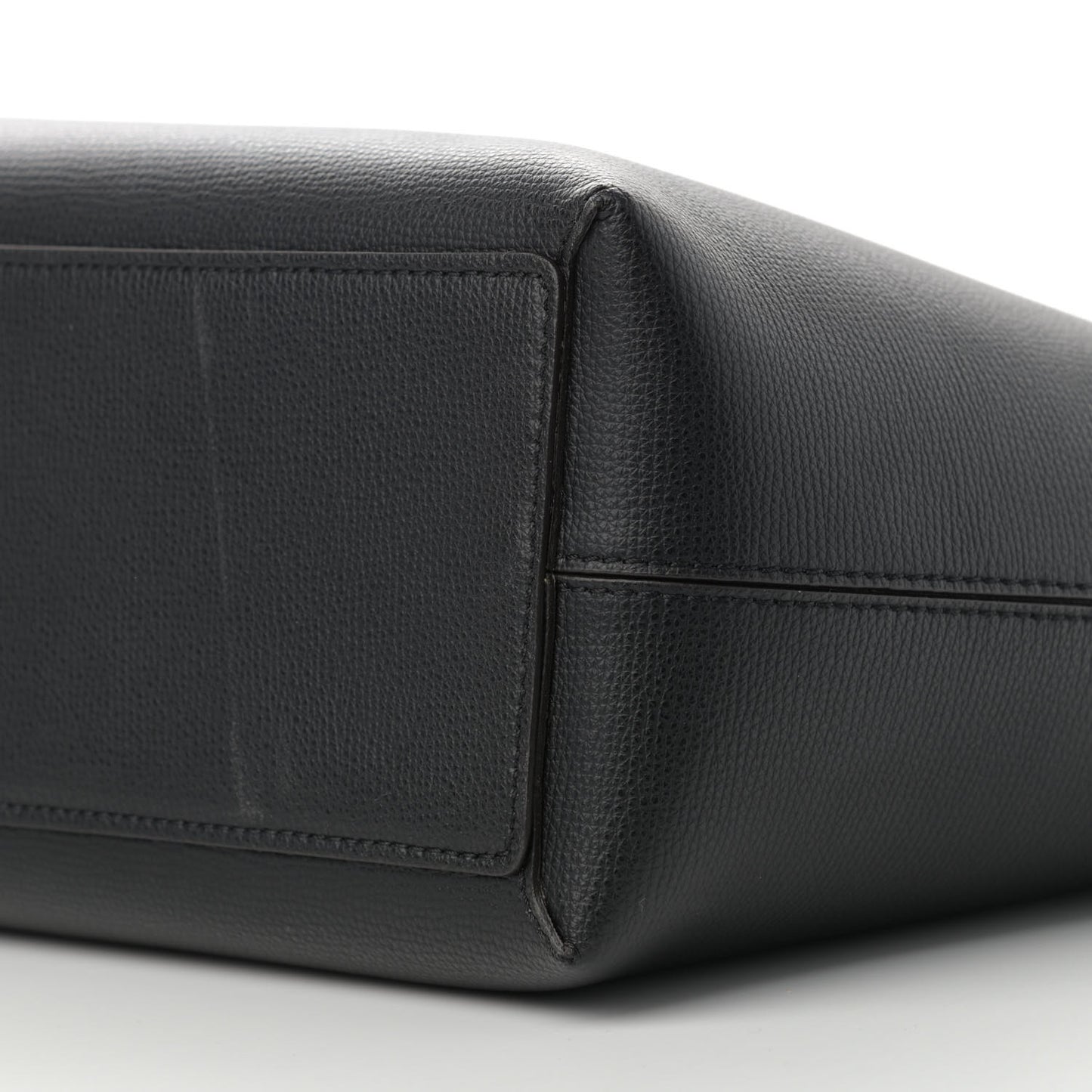 Grainy Calfskin Haymarket Check Medium Reversible Tote Black